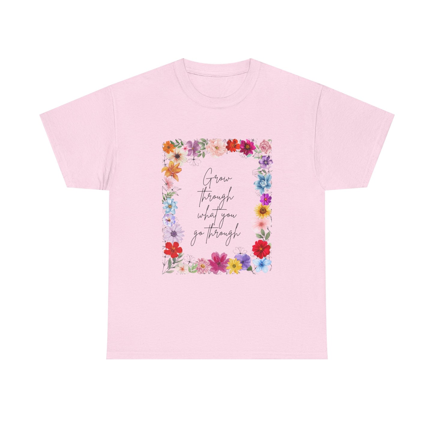 Floral Inspiration Tee - Celebrate Life's Journey, Women's Heavy Cotton Tee with Motivational Quote, Gift for Friends, Spring Fashion