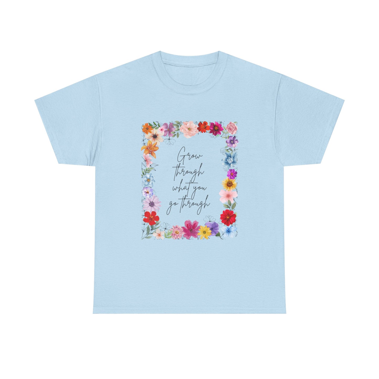 Floral Inspiration Tee - Celebrate Life's Journey, Women's Heavy Cotton Tee with Motivational Quote, Gift for Friends, Spring Fashion