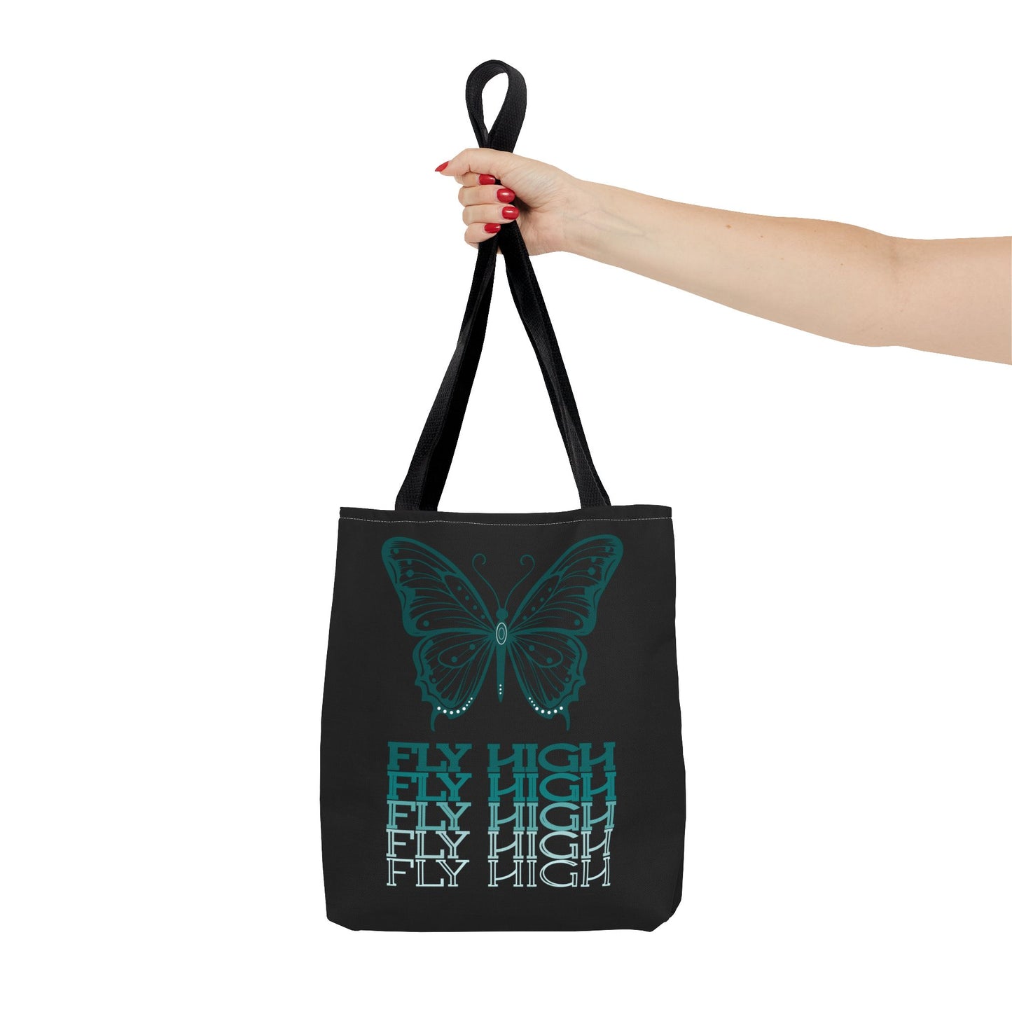 Butterfly Inspiration Tote Bag - FLY HIGH, Eco-Friendly Carryall, Great for Shopping, Beach, Travel, Gifts
