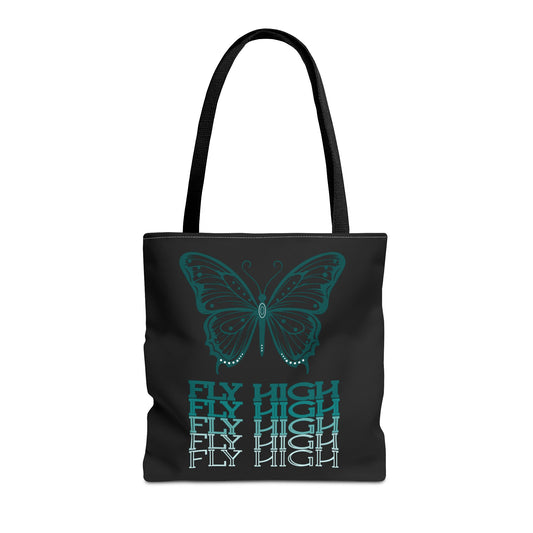Butterfly Inspiration Tote Bag - FLY HIGH, Eco-Friendly Carryall, Great for Shopping, Beach, Travel, Gifts