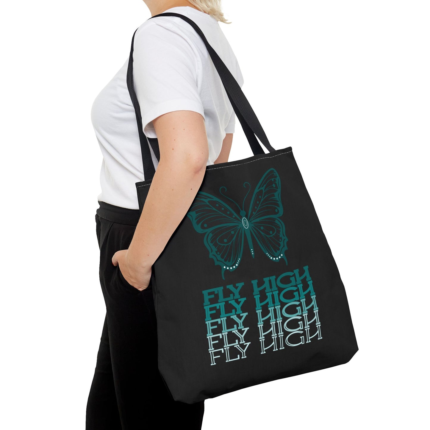 Butterfly Inspiration Tote Bag - FLY HIGH, Eco-Friendly Carryall, Great for Shopping, Beach, Travel, Gifts