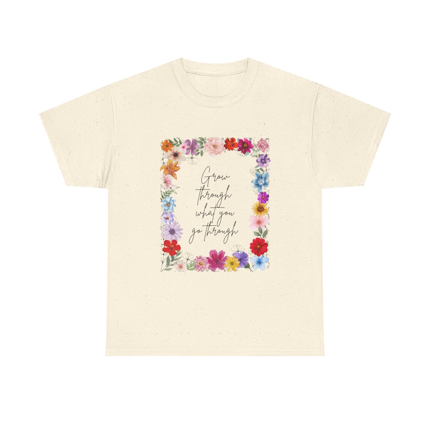 Floral Inspiration Tee - Celebrate Life's Journey, Women's Heavy Cotton Tee with Motivational Quote, Gift for Friends, Spring Fashion