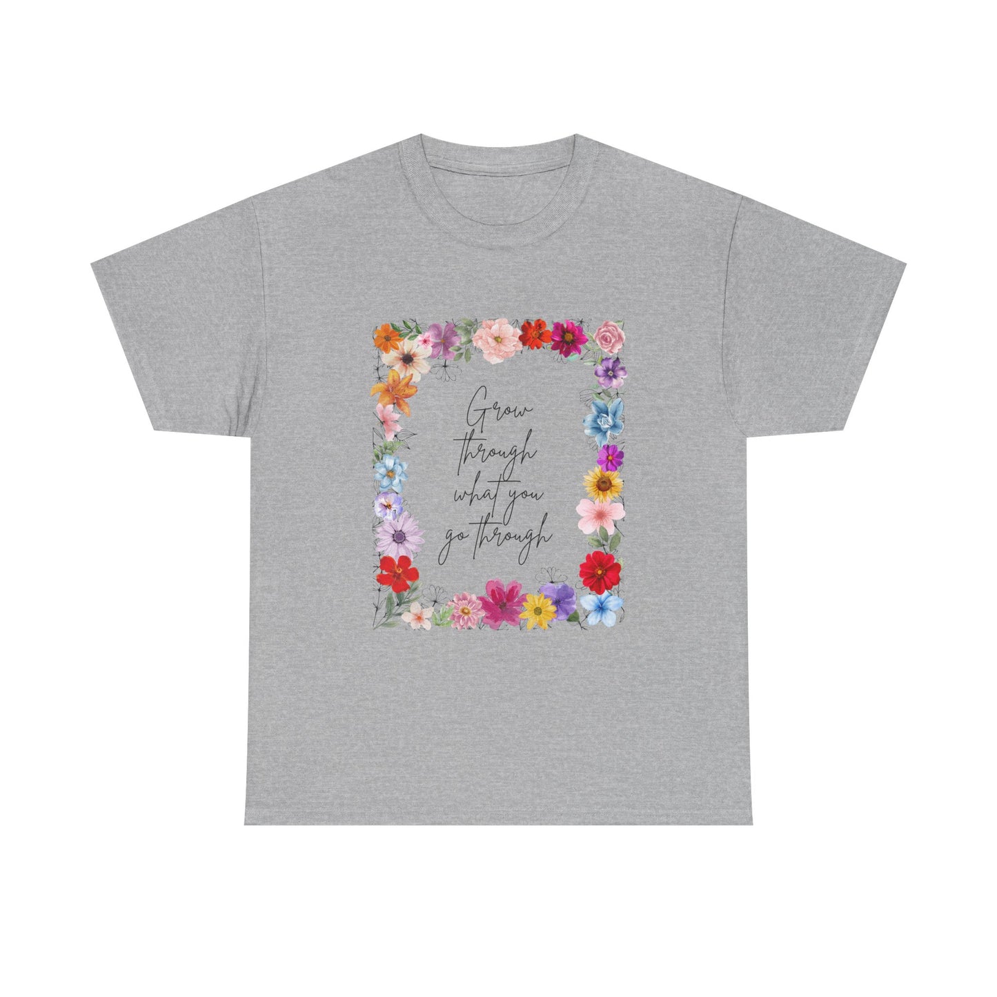 Floral Inspiration Tee - Celebrate Life's Journey, Women's Heavy Cotton Tee with Motivational Quote, Gift for Friends, Spring Fashion