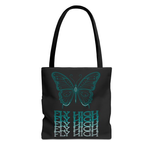 Butterfly Inspiration Tote Bag - FLY HIGH, Eco-Friendly Carryall, Great for Shopping, Beach, Travel, Gifts