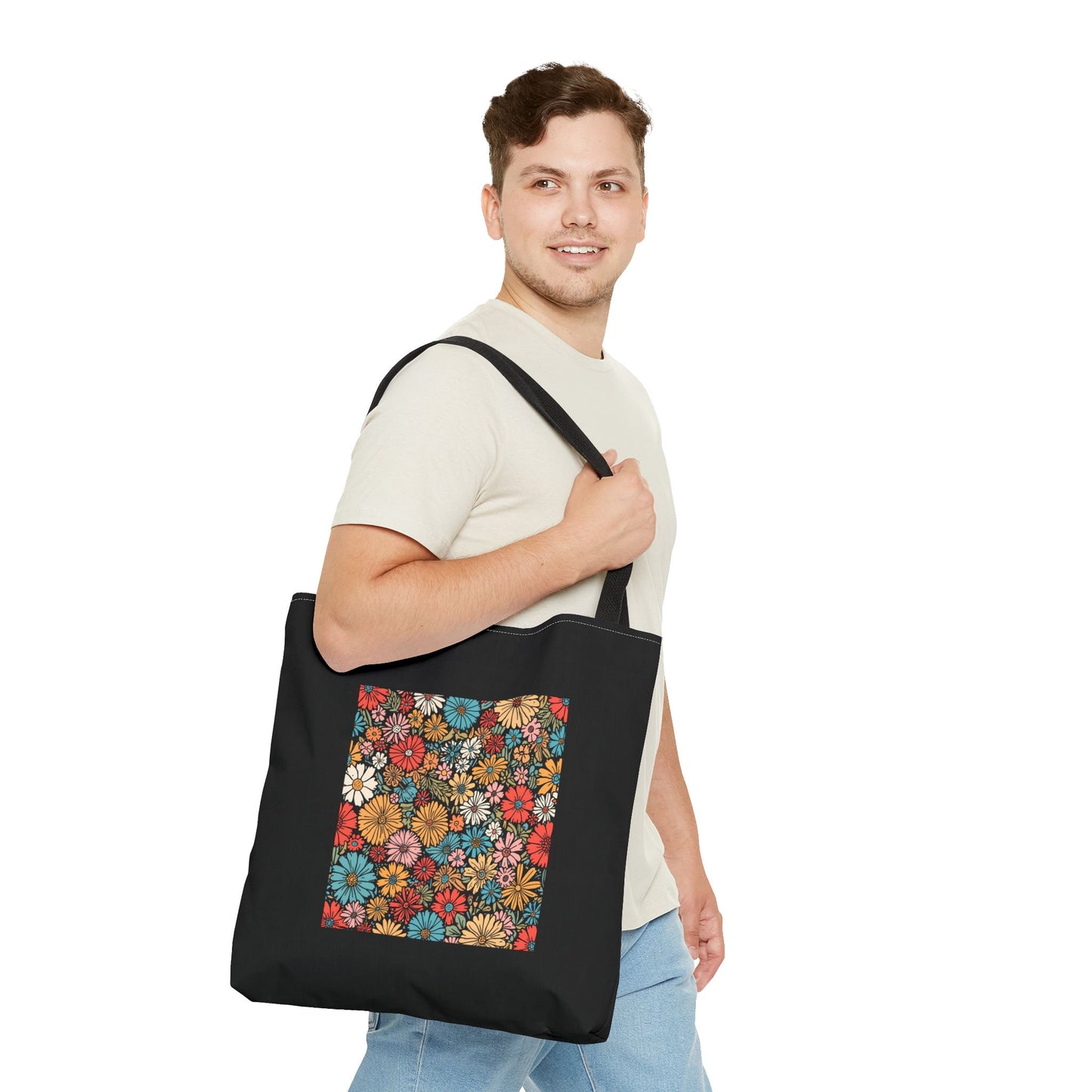 Flower Power Tote Bag | Eco-Friendly Floral Shopping Bag, Beach Bag, Gift for Her, Everyday Tote, Nature Lover's Accessory